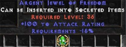 100 Attack Rating / -15% Requirements Jewel - East HC Ladder