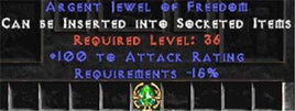 100 Attack Rating / -15% Requirements Jewel - West Ladder