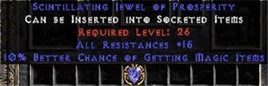 15 Resist All / 10% Magic Find Jewel - West Non-Ladder