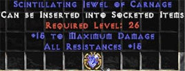 15 Resist All / 15 Max Damage Jewel - Europe Non-Ladder