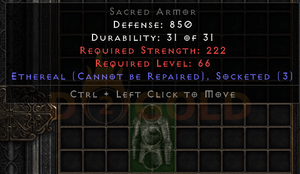 3 Sockets Ethereal Sacred Armor