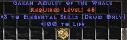 Druid Amulet - 3 Elemental & 100 Life - Europe Non-Ladder