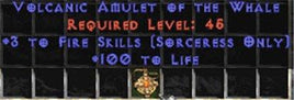 Sorceress Amulet - 3 Fire Spells & 100 Life - Europe Non-Ladder