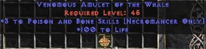 Necromancer Amulet - 3 P&B Spells & 100 Life - Europe Non-Ladder