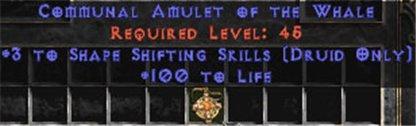 Druid Amulet - 3 Shapeshifting & 100 Life - Europe Non-Ladder