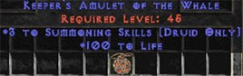 Druid Amulet - 3 Summoning & 100 Life - Europe Non-Ladder