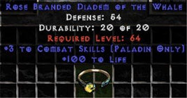 +3 Paladin Combat Skills/100 Life Diadem/Tiara/Circlet - Europe Ladder