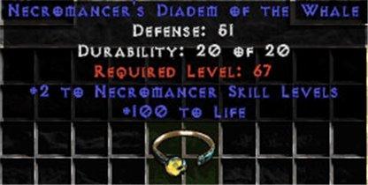 +2 Necromancer Skills/100 Life Diadem/Tiara/Circlet - Europe Ladder