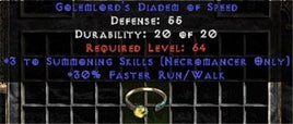 +3 Necromancer Summoning/30% FRW Diadem/Tiara/Circlet - East Ladder