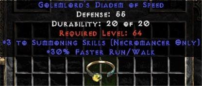 +3 Necromancer Summoning/30% FRW Diadem/Tiara/Circlet - West Ladder