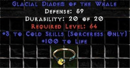 +3 Sorceress Cold Skills/100 Life Diadem/Tiara/Circlet - East Ladder