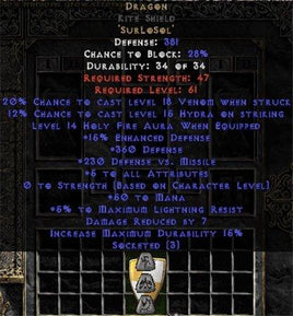 Dragon Kite Shield - 5 All Stats - Perfect - Europe Non-Ladder