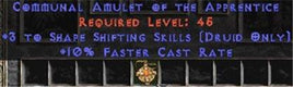 Druid Amulet - 3 Shapeshifting & 10% FCR - Europe Non-Ladder