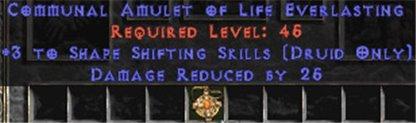 Druid Amulet - 3 Shapeshifting & 25 PDR - Europe Non-Ladder