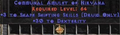 Druid Amulet - 3 Shapeshifting & 30 Dex - Europe Non-Ladder