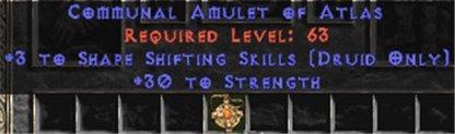 Druid Amulet - 3 Shapeshifting & 30 Str - Europe Non-Ladder