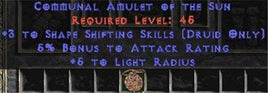 Druid Amulet - 3 Shapeshifting & 5% AR - Europe Non-Ladder