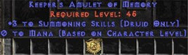 Druid Amulet - 3 Summoning & 0.75 MPL - Europe Non-Ladder