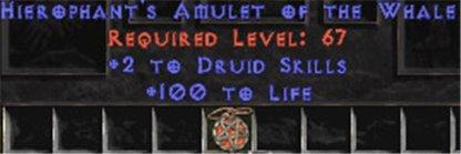 Druid Amulet - 2 All Dru Skills & 100 Life - Europe Non-Ladder