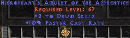 Druid Amulet - 2 All Dru Skills & 10% FCR - Europe Non-Ladder