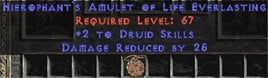 Druid Amulet - 2 All Dru Skills & 25 PDR - Europe Non-Ladder