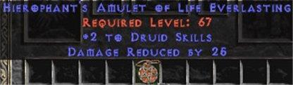 Druid Amulet - 2 All Dru Skills & 25 PDR - Europe Non-Ladder