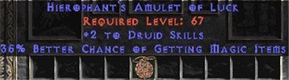 Druid Amulet - 2 All Dru Skills & 35% MF - Europe Non-Ladder