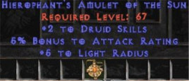 Druid Amulet - 2 All Dru Skills & 5% AR - Europe Non-Ladder