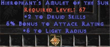 Druid Amulet - 2 All Dru Skills & 5% AR - Europe Non-Ladder