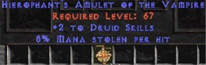 Druid Amulet - 2 All Dru Skills & 8% ML - Europe Non-Ladder