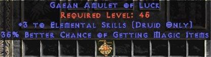 Druid Amulet - 3 Elemental & 35% MF - Europe Non-Ladder