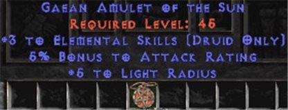 Druid Amulet - 3 Elemental & 5% AR - Europe Non-Ladder