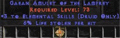 Druid Amulet - 3 Elemental & 6% LL - Europe Non-Ladder