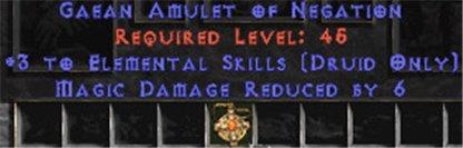 Druid Amulet - 3 Elemental & 6 MDR - Europe Non-Ladder