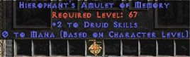 Druid Amulet - 2 All Dru Skills & 0.75 MPL - Europe Non-Ladder