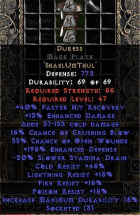 Duress Mage Plate - 165-199% ED - Europe Non-Ladder