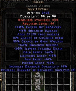 Duress Sacred Armor - Ethereal - 165-199% ED - Europe Non-Ladder