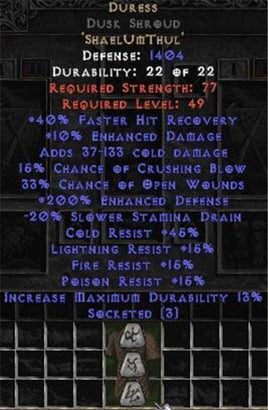 Duress Dusk Shroud - 200-214% EDef - Europe Non-Ladder