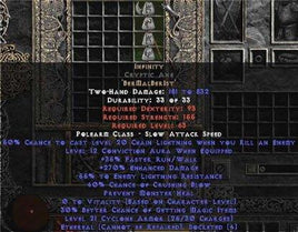 Infinity Cryptic Axe - Ethereal - 255-309% ED & -45-54% ELR - Europe Non-Ladder