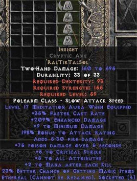 Insight Cryptic Axe - Ethereal - 17 Med - Europe Non-Ladder