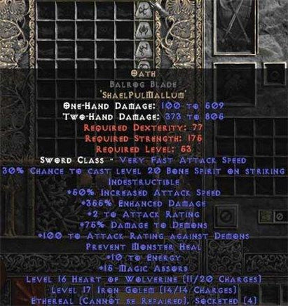 Oath Balrog Blade - Ethereal - 355% ED & 10-14 MA - Europe Non-Ladder