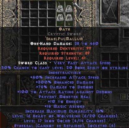 Oath Cryptic Sword - Ethereal - 300-354% ED - Europe Non-Ladder