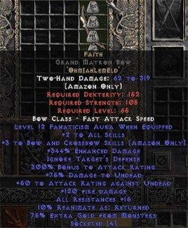 Faith Grand Matron Bow - 3 B&C - 2 Skill & 12-14 Fanat - Europe Non-Ladder