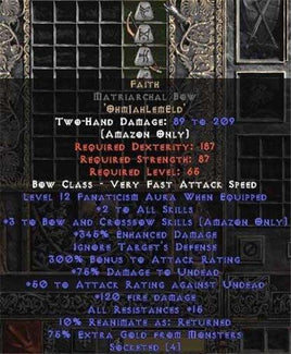 Faith Matriarchal Bow - 3 B&C - 2 Skill & 12-14 Fanat - Europe Non-Ladder