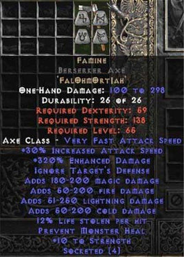 Famine Berserker Axe - 320-359% ED - Europe Non-Ladder