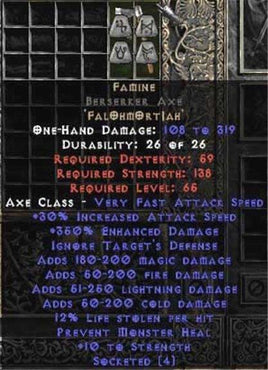 Famine Berserker Axe - 360-384% ED - Europe Non-Ladder