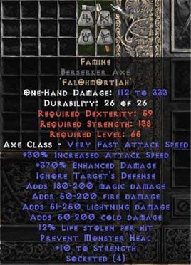 Famine Berserker Axe - 385% ED - Perfect - Europe Non-Ladder