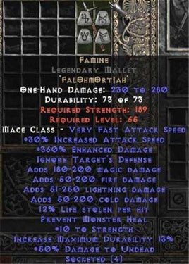 Famine Legendary Mallet - 360-384% ED - Europe Non-Ladder