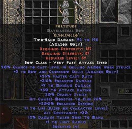 Fortitude Matriarchal Bow - 3 B&C - 30 Res & 1-1.375 Life - Europe Non-Ladder