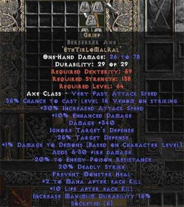 Grief Berserker Axe - 30-34% IAS & 340-369 Damage - Europe Non-Ladder